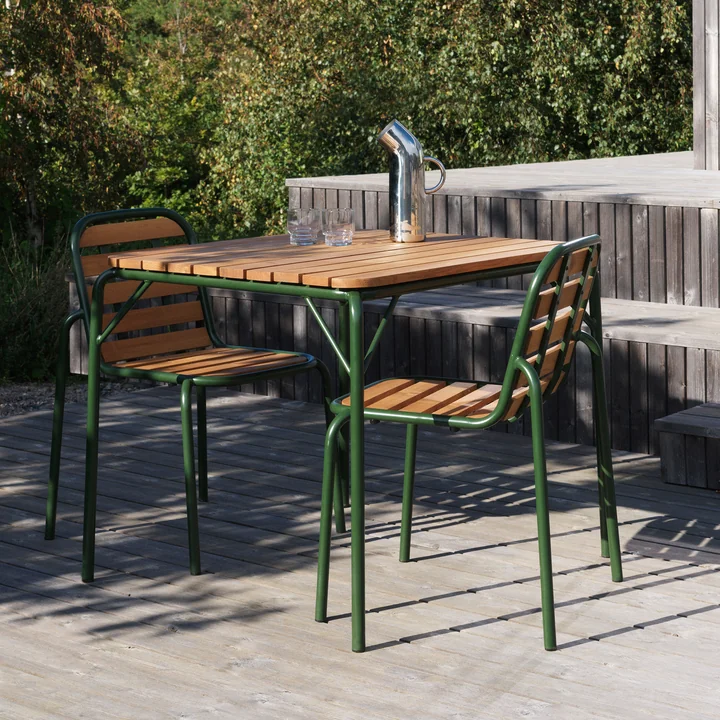 Normann Copenhagen - Vig Stuhl, Vig Tisch, dunkelgrün / robinie