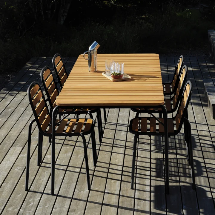 Normann Copenhagen - Vig Tisch, 90 x 200 cm, Vig Stuhl, schwarz / robinie 