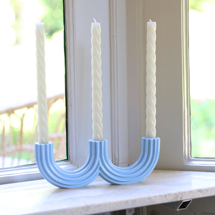 &klevering - Churros Kerzenhalter 27 x 4 x 9 cm, hellblau