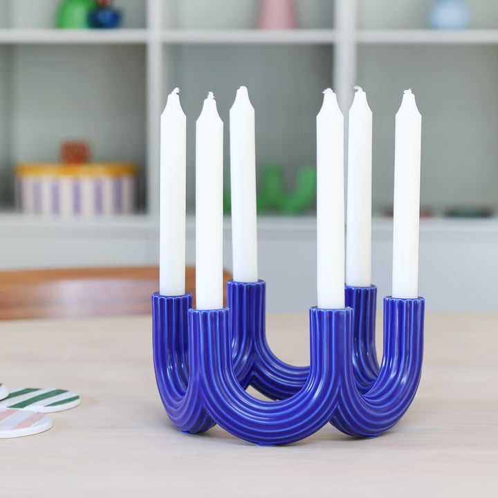&klevering - Churros Kerzenhalter 11 x Ø 23,5 cm, blau