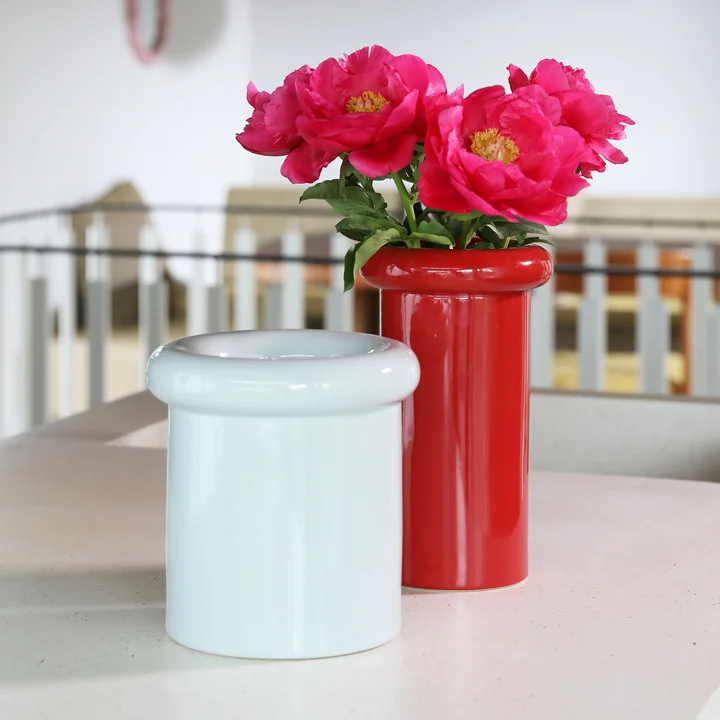 &klevering - Turban Vase, mist und burgundy