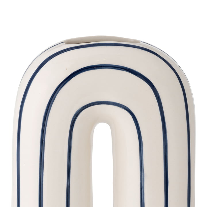Bloomingville - Mae Vase, H 32 cm, weiß / blau