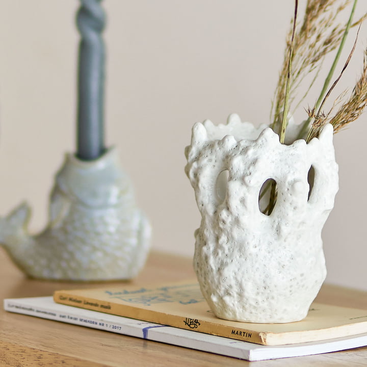 Bloomingville - Fianna Vase, H 12,5 cm, weiß