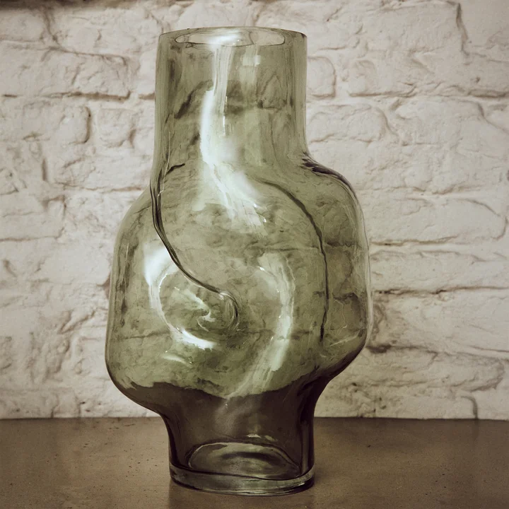 HKliving - Gleam Glas-Vase high, olive