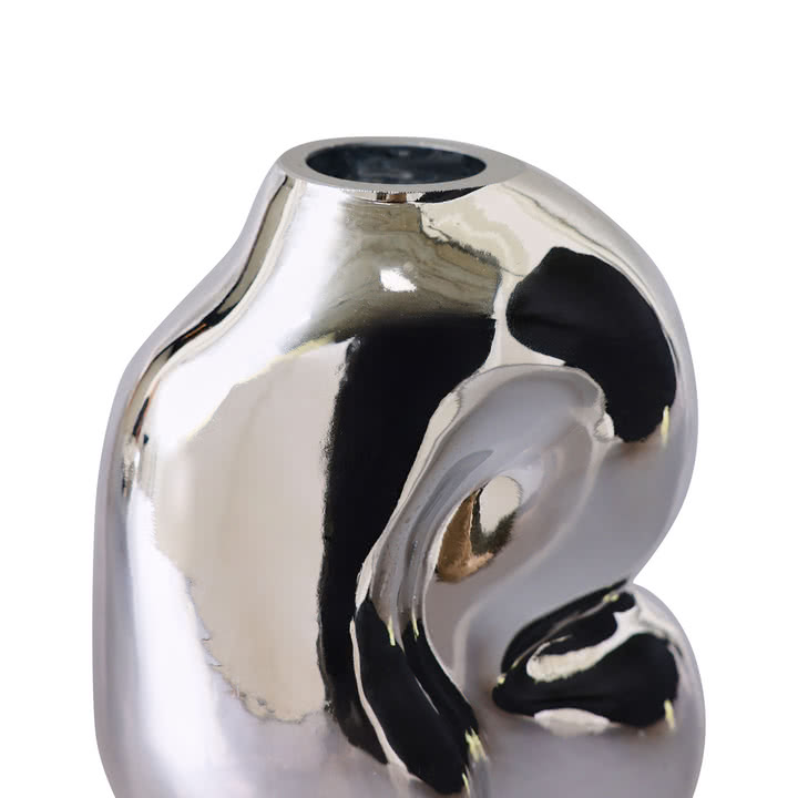 HKliving - Gleam Glas-Vase small, Chrom
