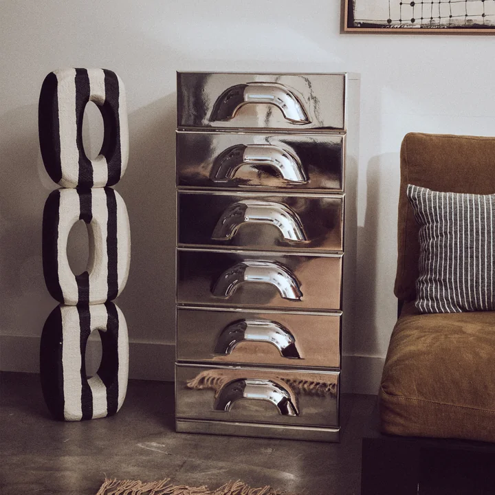 HKliving - Monochrome Art Skulptur, schwarz / weiß, Kommode mit 6 Schubladen