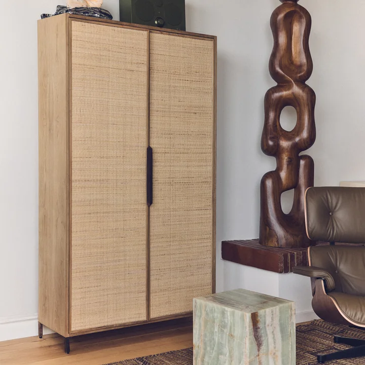 HKliving - Pioneer Schrank, 100 x 180 cm, Rattan