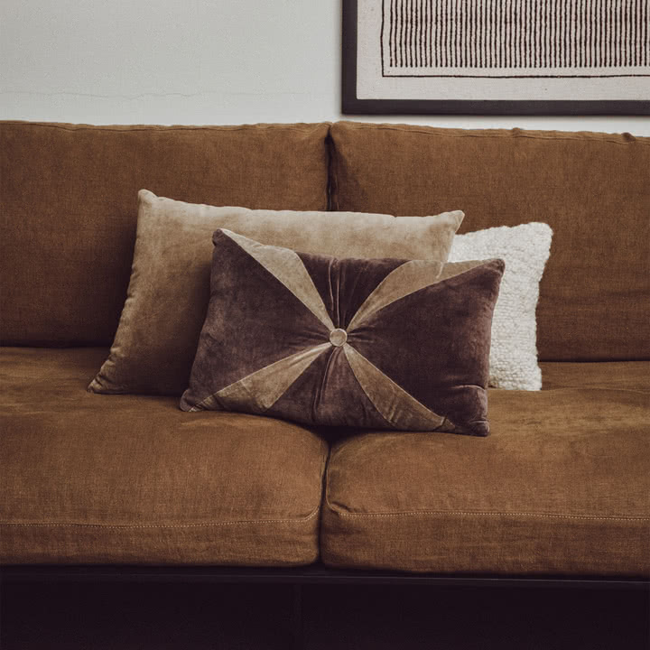 HKliving - Samt-Kissen, 50 x 30 cm, braun