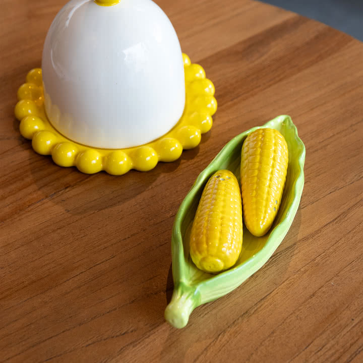 &klevering - Salz- und Pfefferstreuer, Corn, gelb / grün