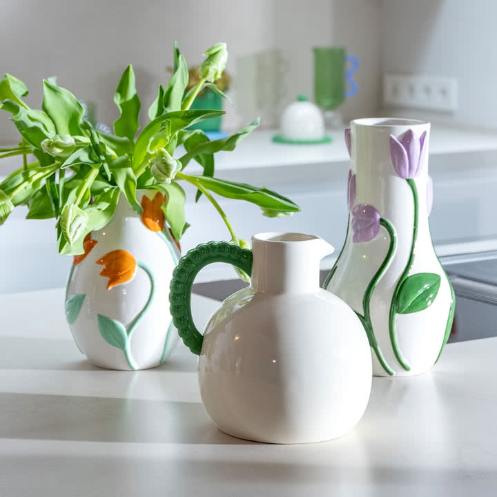 &klevering - Perle Karaffe, grün, Tulip Vasen