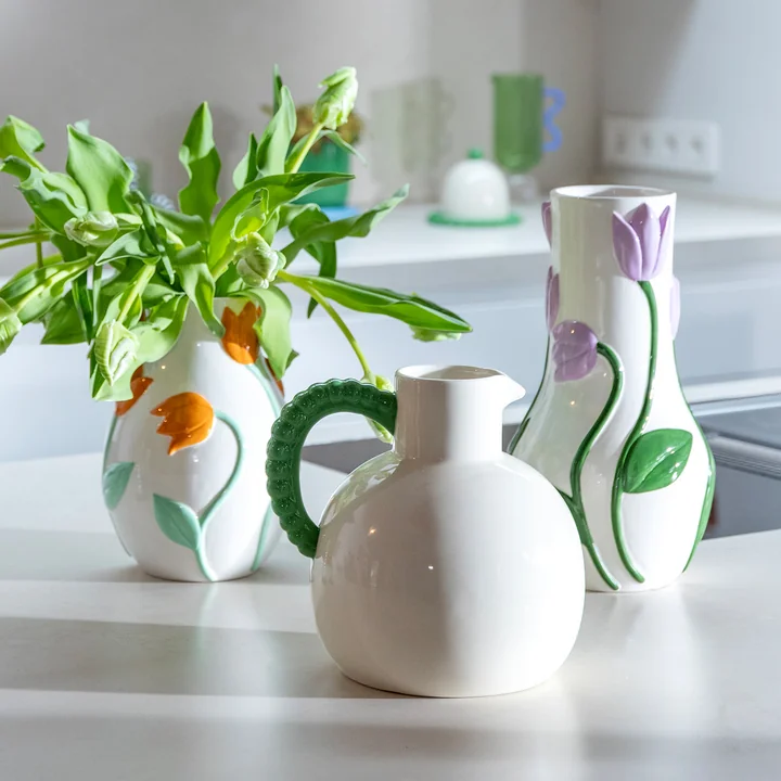 &klevering - Perle Karaffe, grün, Tulip Vasen