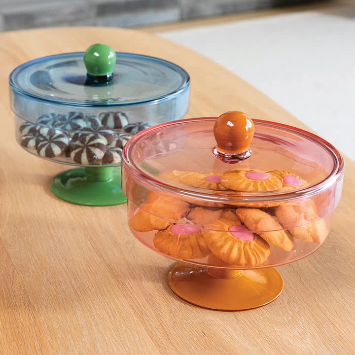 &klevering - Duo Aufbewahrungsglas, pink / orange und blau / grün