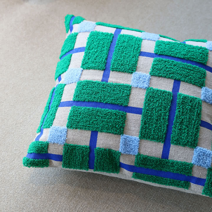 &klevering - Plano Kissen 40 x 40 cm, blau / grün