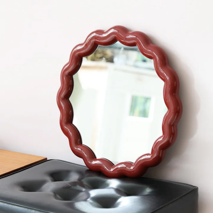 &klevering - Zigzag Spiegel Ø 40,5 cm, burgundy