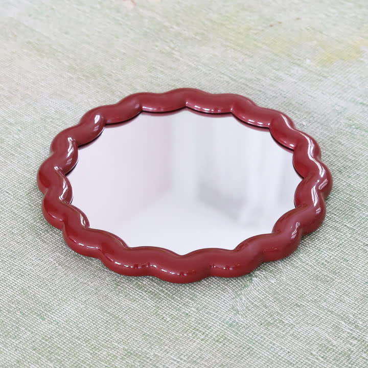 &klevering - Zigzag Spiegel Ø 40,5 cm, burgundy