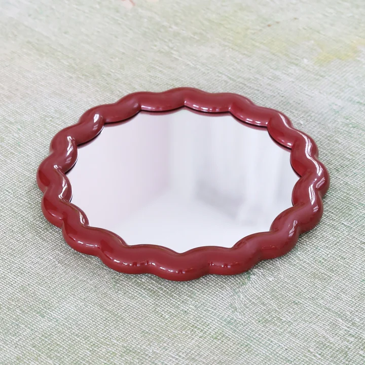 &klevering - Zigzag Spiegel Ø 40,5 cm, burgundy