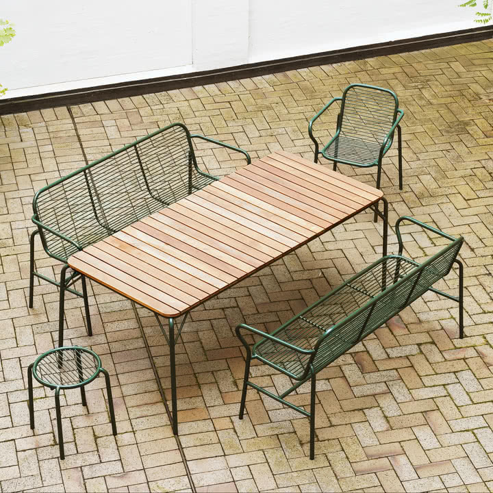 Normann Copenhagen - Vig Dining Bench und Hocker, dunkelgrün