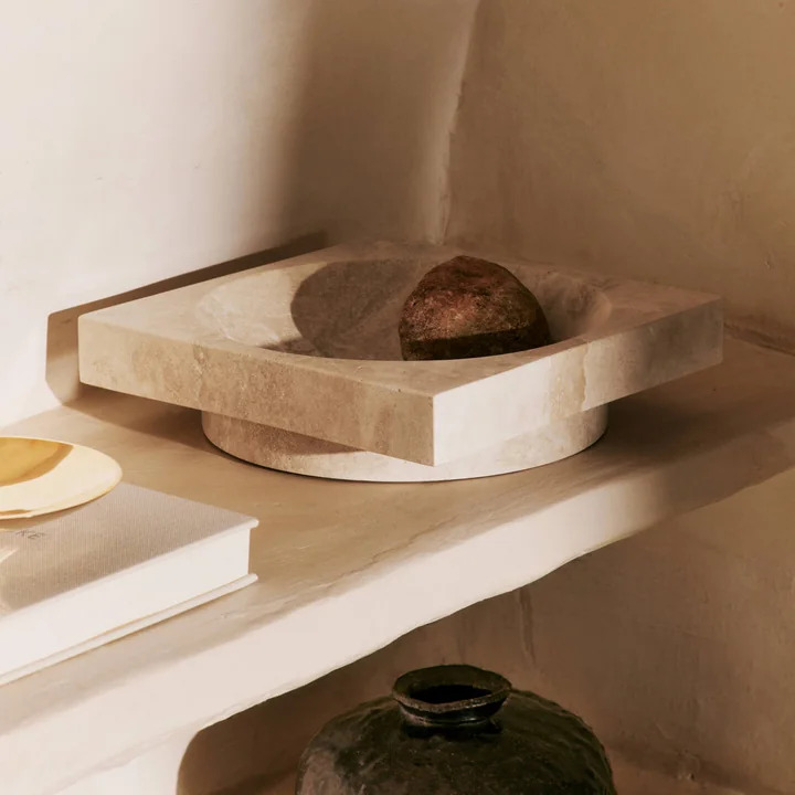 Ferm Living - Hew Dekoschale, H 7 cm, Travertin