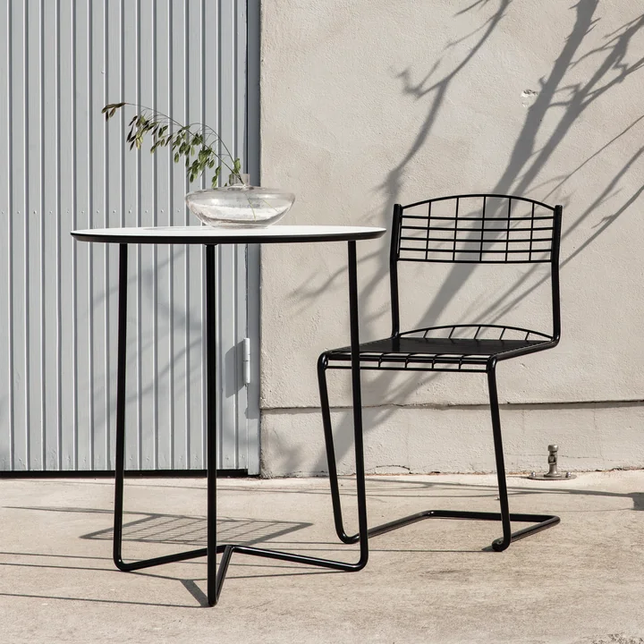 Grythyttan - High Tech Gartentisch Ø 60 cm, weiß / schwarz