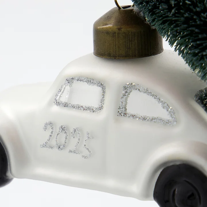 House Doctor - Xmas Cars Deko-Autos, 5,5 cm, weiß / silber