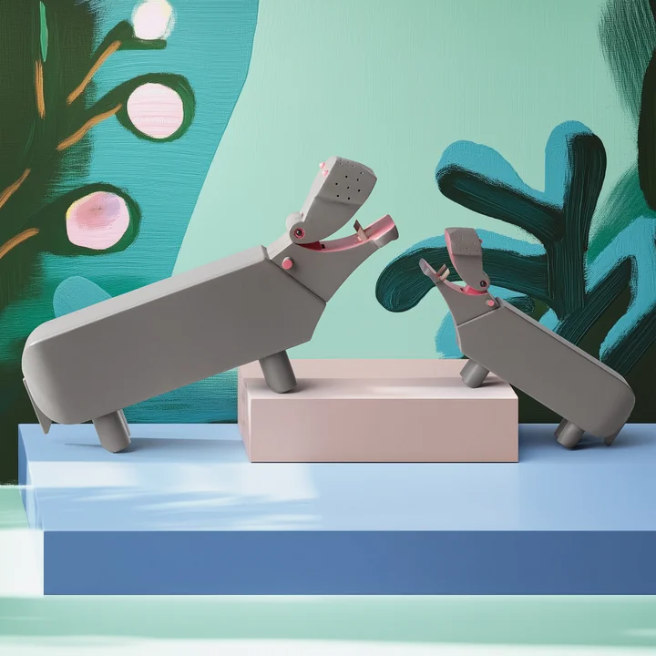 Kay Bojesen - Holz-Flusspferd, L und S, Buche, grau