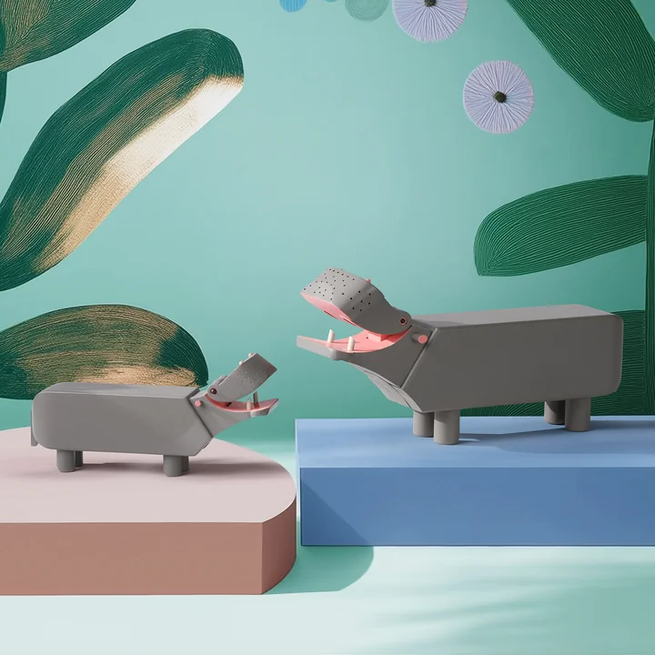 Kay Bojesen - Holz-Flusspferd, L und S, Buche, grau