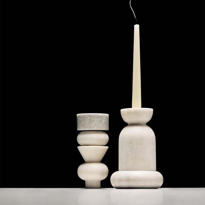 Tom Dixon - Stone Stacking Kerzenhalter, H 36 cm, weiß