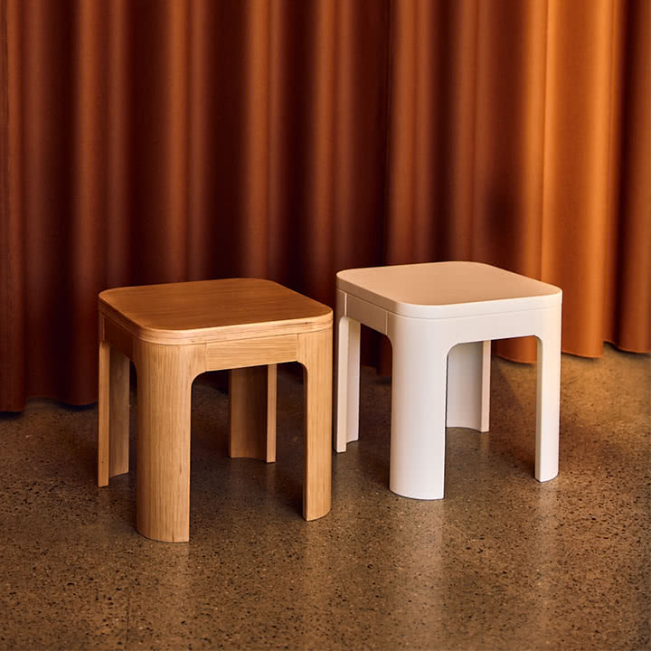 Flexa - Nova Hocker, 30 x 30 cm, cream und Eiche