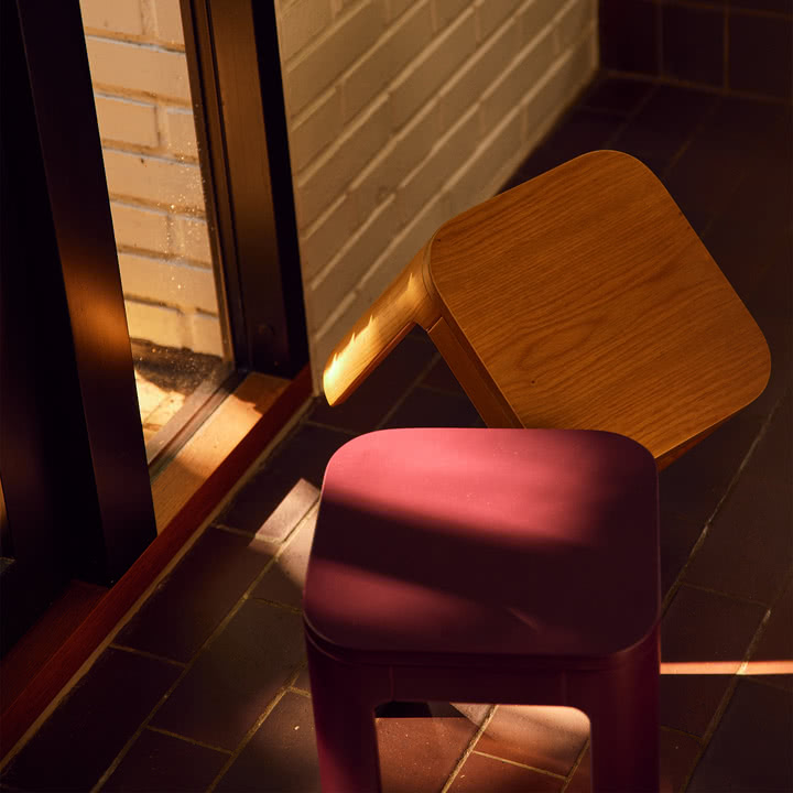 Flexa - Nova Hocker, 30 x 30 cm, pomegranate und Eiche