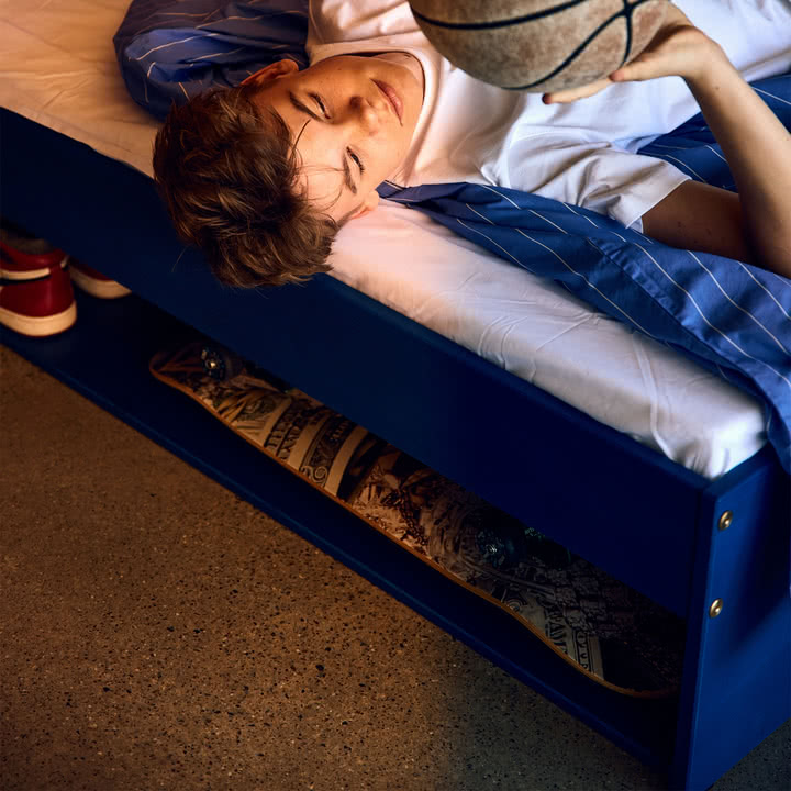 Flexa - Grow Doppelbett mit Regal, 120 x 200 cm, sapphire blue