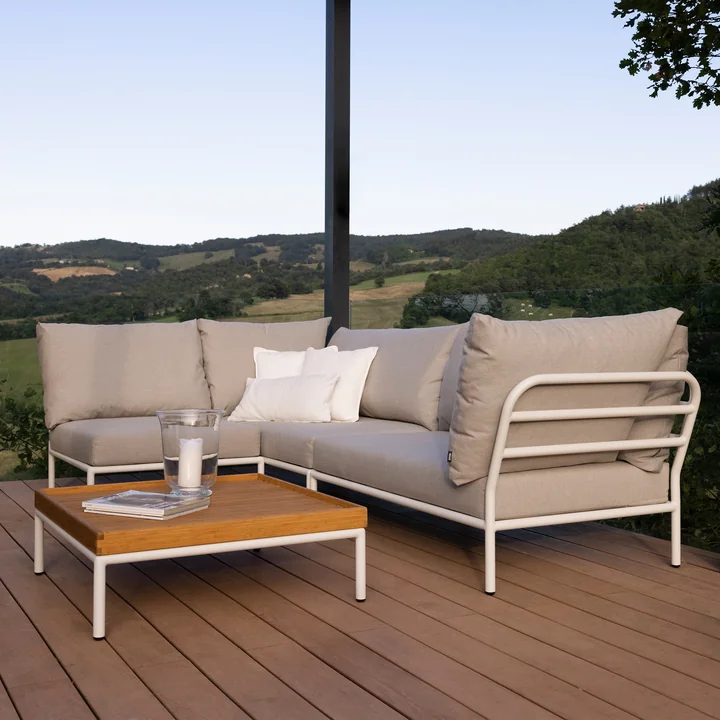 HOUE - Level 2 Sofa, muted white / ash, Couchtisch 81 x 81 cm bambus, muted white