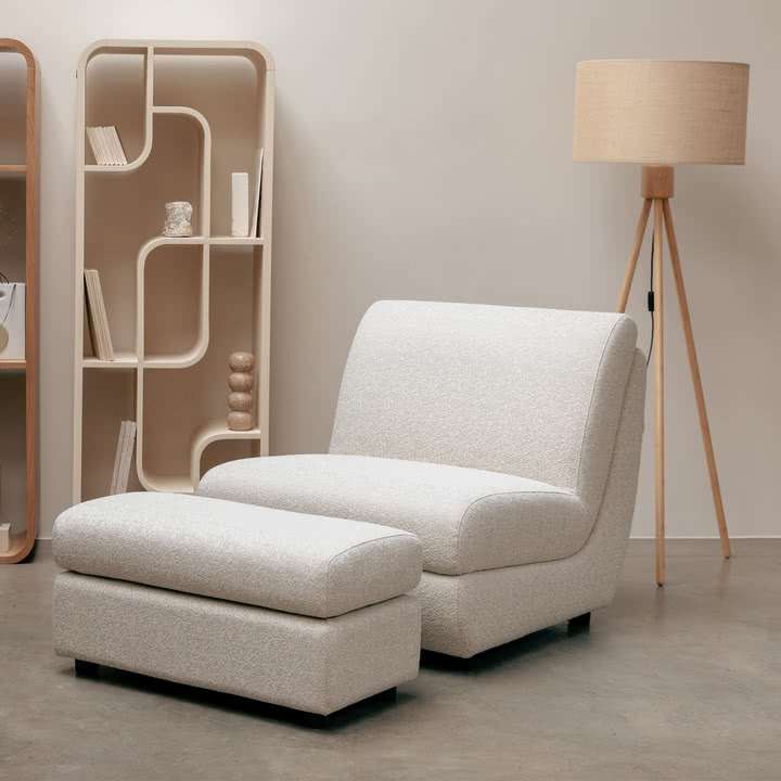 Zuiver - Mississippi Outdoor Hocker und Lounge Chair, beige