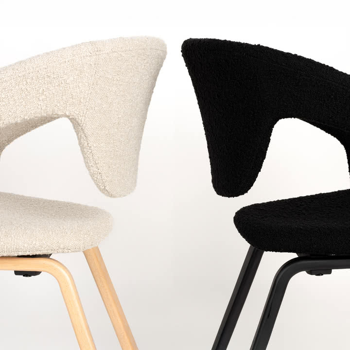 Zuiver - Flexback Stuhl, Boucle beige und schwarz