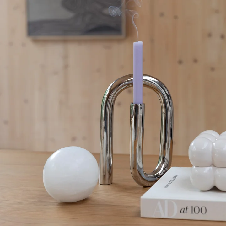 Zuiver - Tubo Kerzenständer, large / Silber