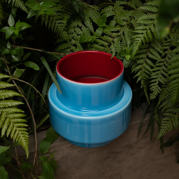 Acapulco Design - Los Floreros Vase, Ø 19 cm, hellblau / burgundy rot