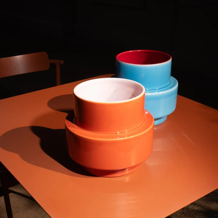 Acapulco Design - Los Floreros Vase, Ø 19 cm, Natur orange / pickled rosé und hellblau / burgundy rot