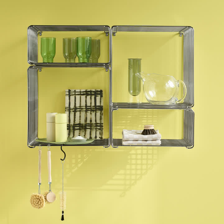 Montana - Panton Wire Half Height Regal und Regal Beistelltisch, chrom