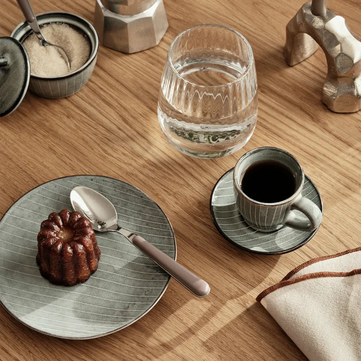 Broste Copenhagen - Nordic Sea Espressotasse mit Untertasse, 5 cl, soft blue