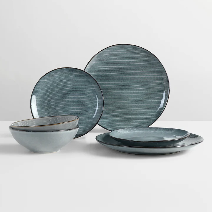 Broste Copenhagen - Nordic Sea Geschirr-Set, soft blue (6-tlg.)
