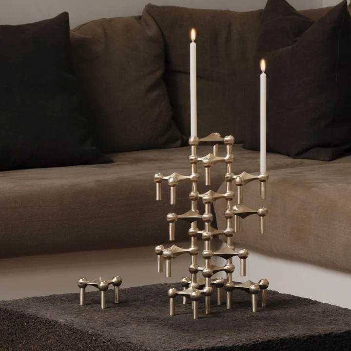 Stoff Nagel - Kerzenhalter, Messing gebürstet