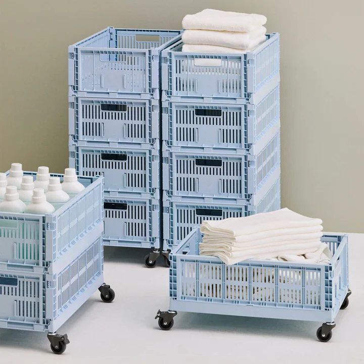 HAY - Colour Crate Korb L, 53 x 34,5 cm, soft blue, recycled
