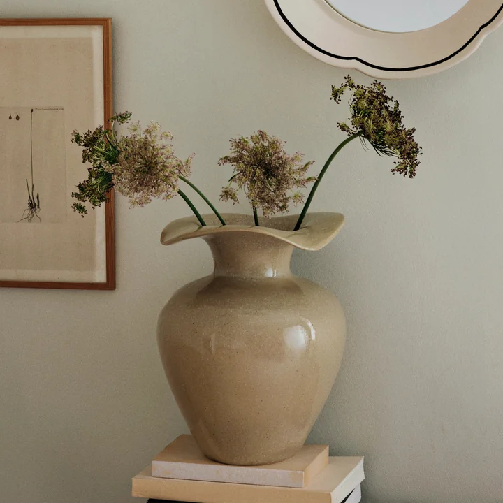 Broste Copenhagen - Florentina Vase, Ø 24 cm x H 32 cm, beige