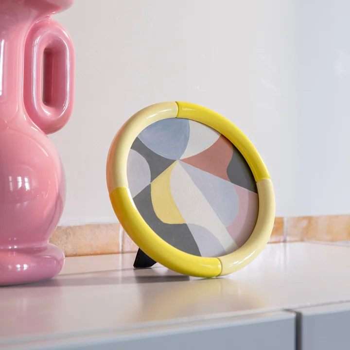 &klevering - Rift Bilderrahmen, Ø 17 cm, gelb