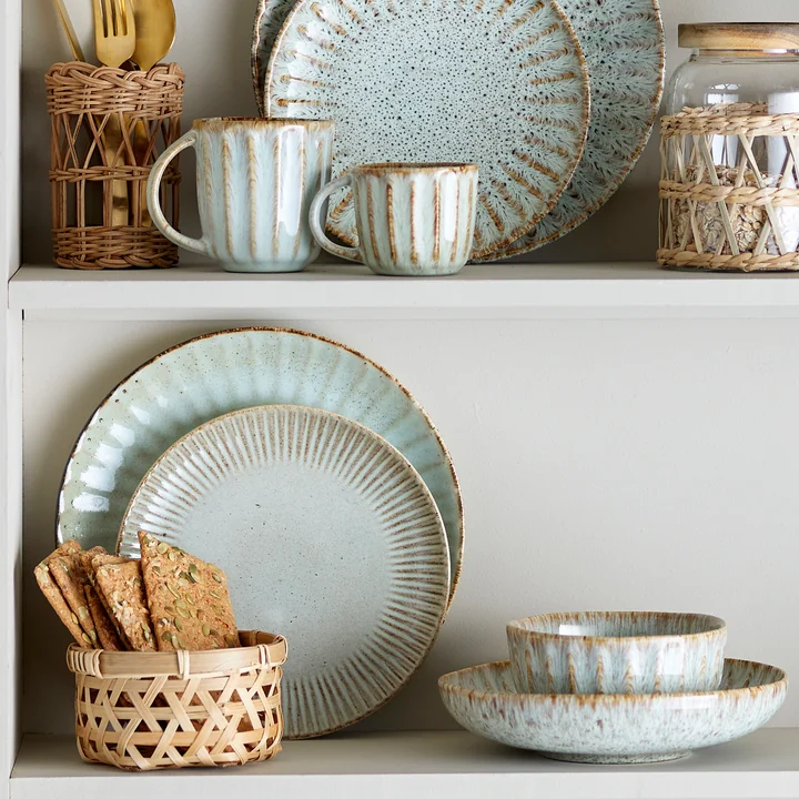 Bloomingville - Fleur Geschirrset 12tlg., natur