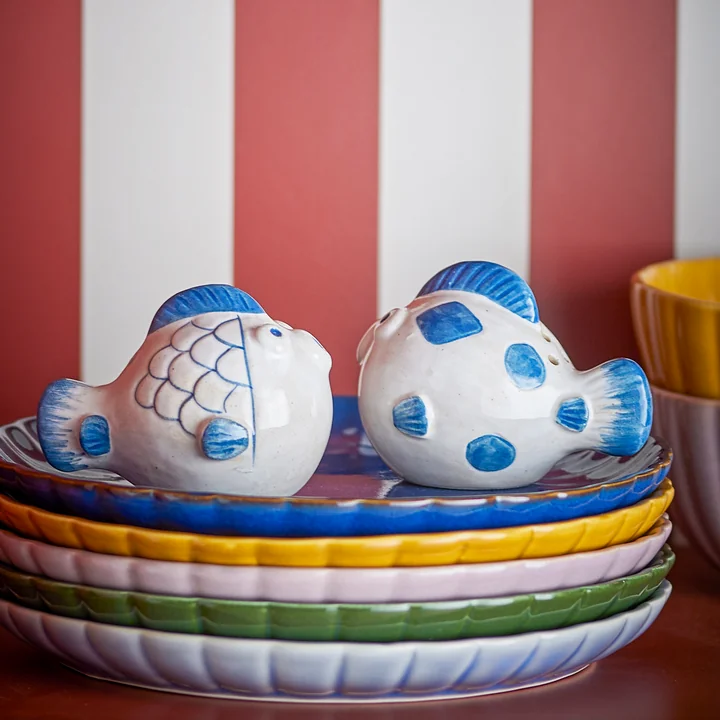 Bloomingville - Fugu Salz- und Pfefferstreuerset, blau (2er Set)