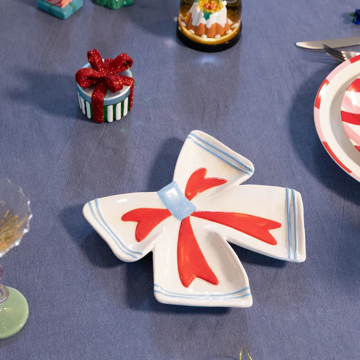 &klevering - Ribbon Dekoschale, 22 x 22 cm, off-white / mehrfarbig