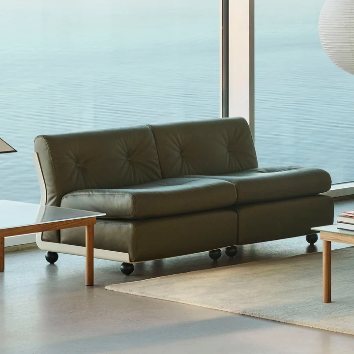 HAY - Amanta 2 Sitzer Sofa, cream beige / forest (Sense)