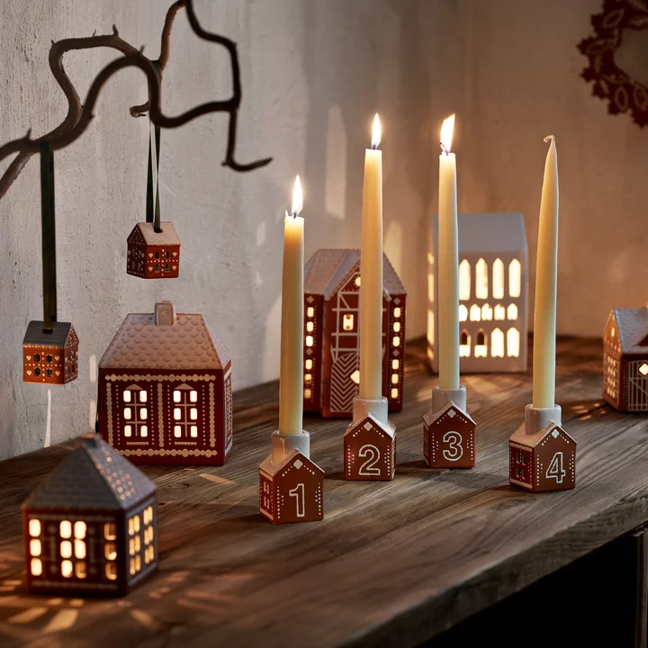 Kähler Design - Gingerbread Adventskerzenständer, braun (4er Set)