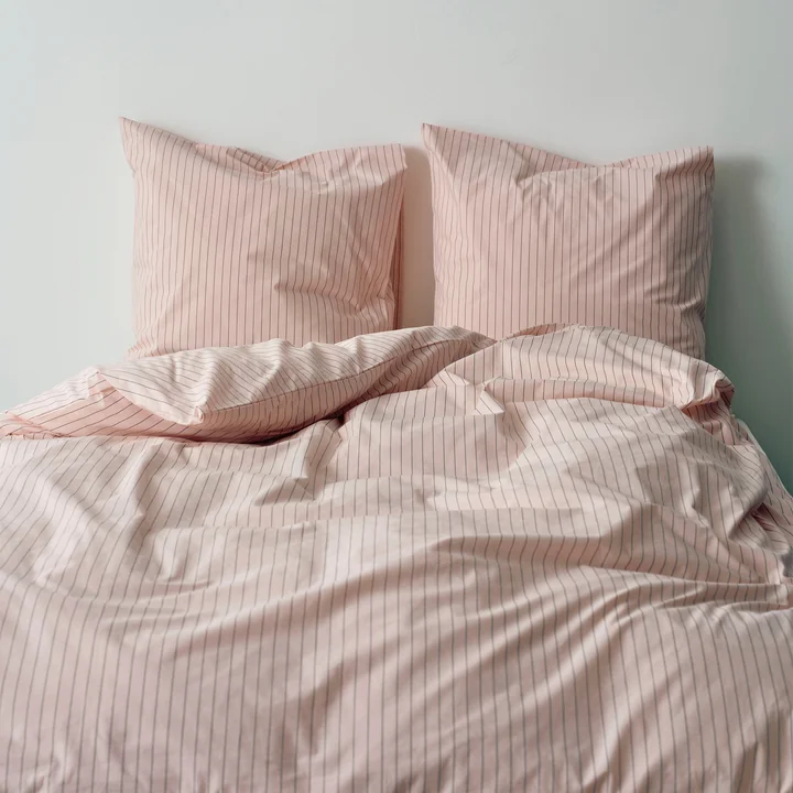 HAY - Fineline Bettdecken- und Kopfkissenbezug, soft pink