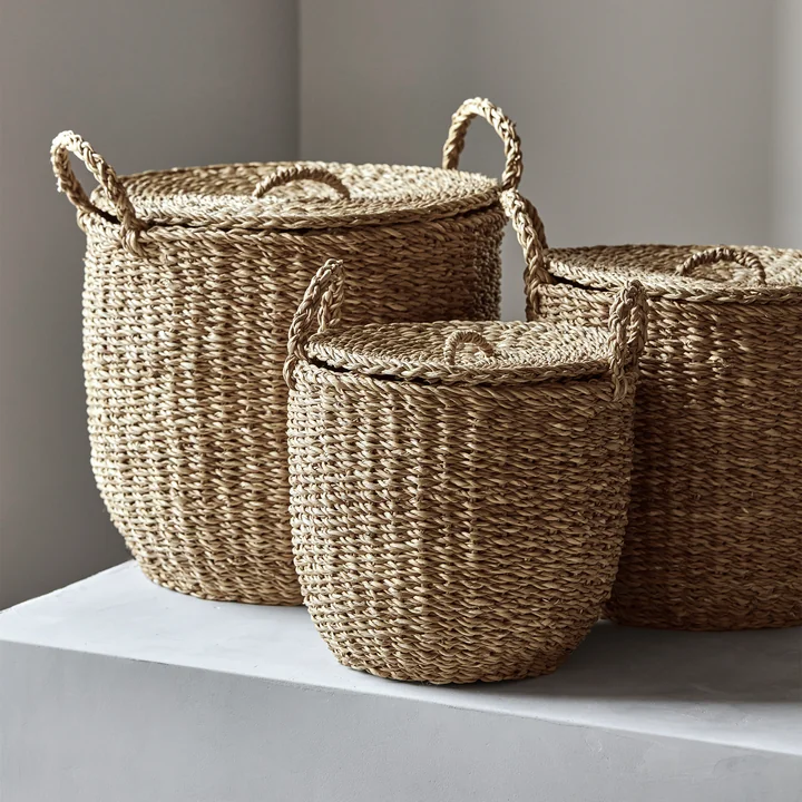 Meraki - Round Aufbewahrungskorb, Ø 29 x 27 cm, natur (3er-Set)